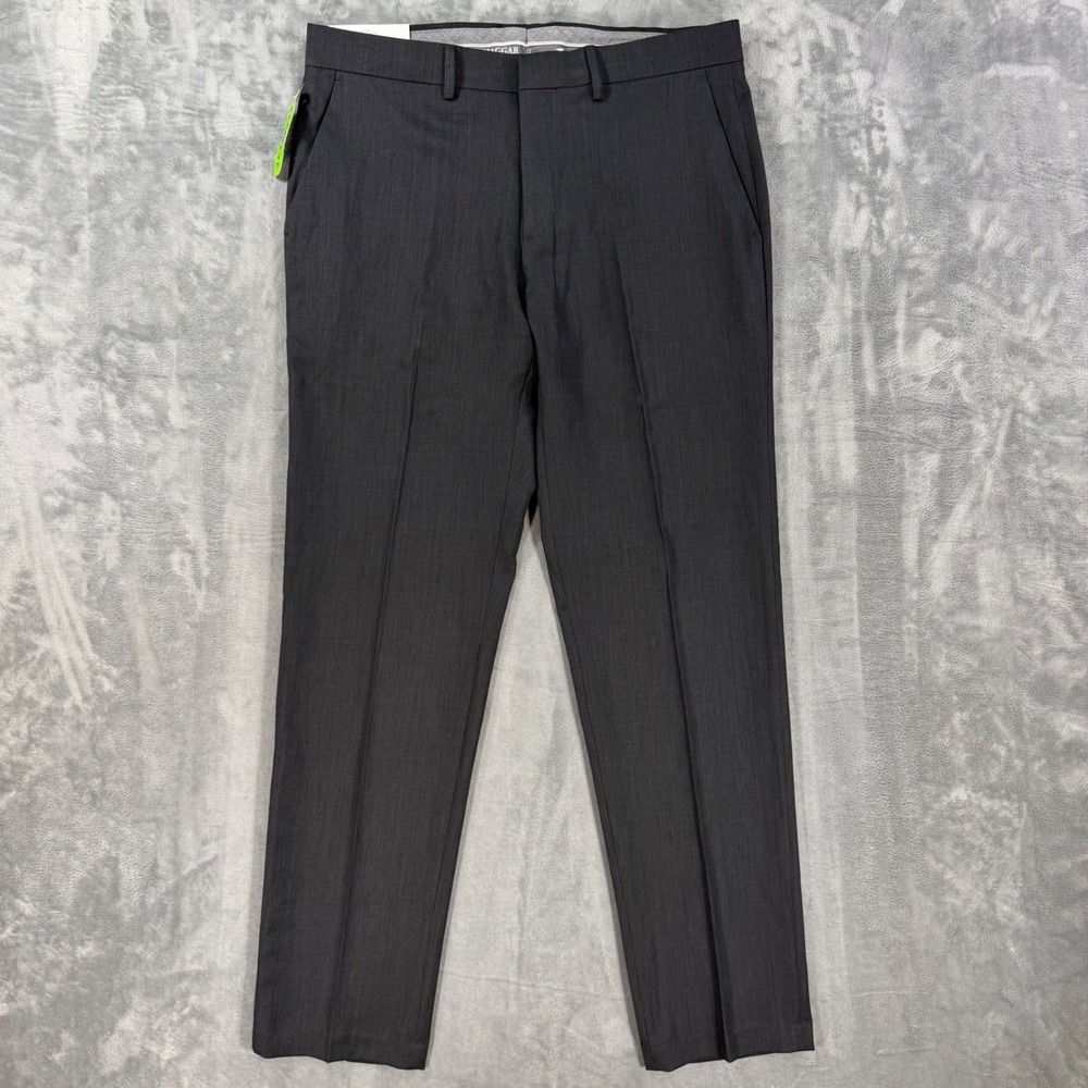 New Haggar H26 Premium Stretch Dress Pants Mens Size 34x32 Dark Gray Houndstooth